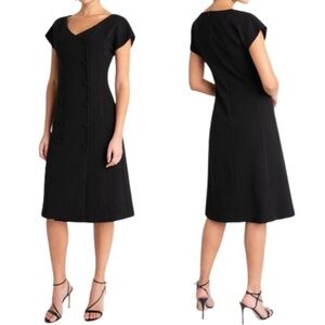 NWT Black Halo Braxton Double Breasted Button Front Midi Dress in Black Sz. 6